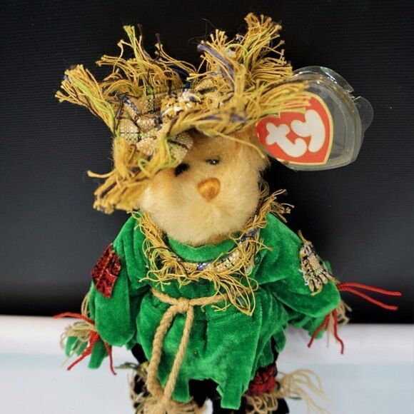 Ty Beanie Babies Alfalfa Scarecrow Bear Retired Plush Toy 1993 Attic Treasures - Picture 6 of 10
